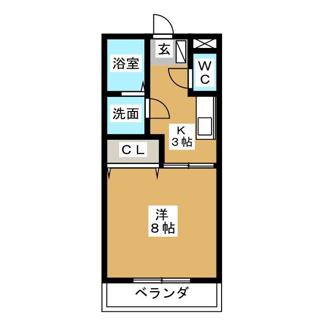 オークス(1K/2階)の間取り写真