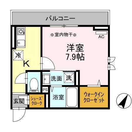 セジュール大船S(1K/3階)の間取り写真