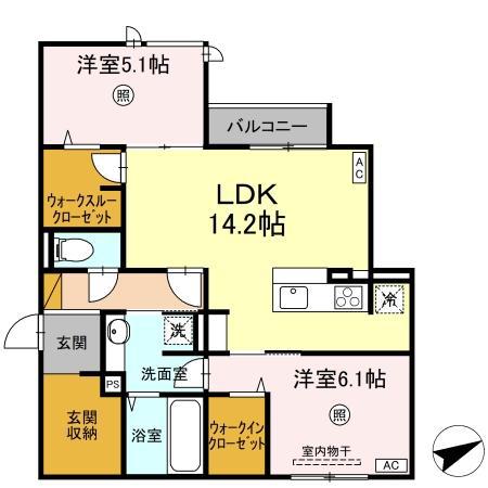 DS LIEN  C(2LDK/2階)の間取り写真