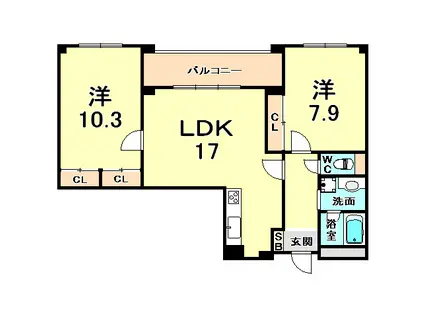 S-RESIDENCE夙川(2LDK/4階)の間取り写真