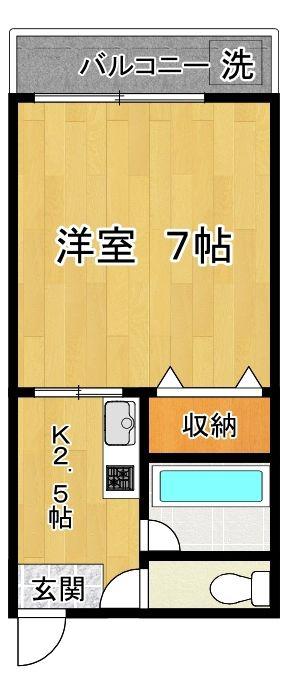 フラット35A(1K/1階)の間取り写真