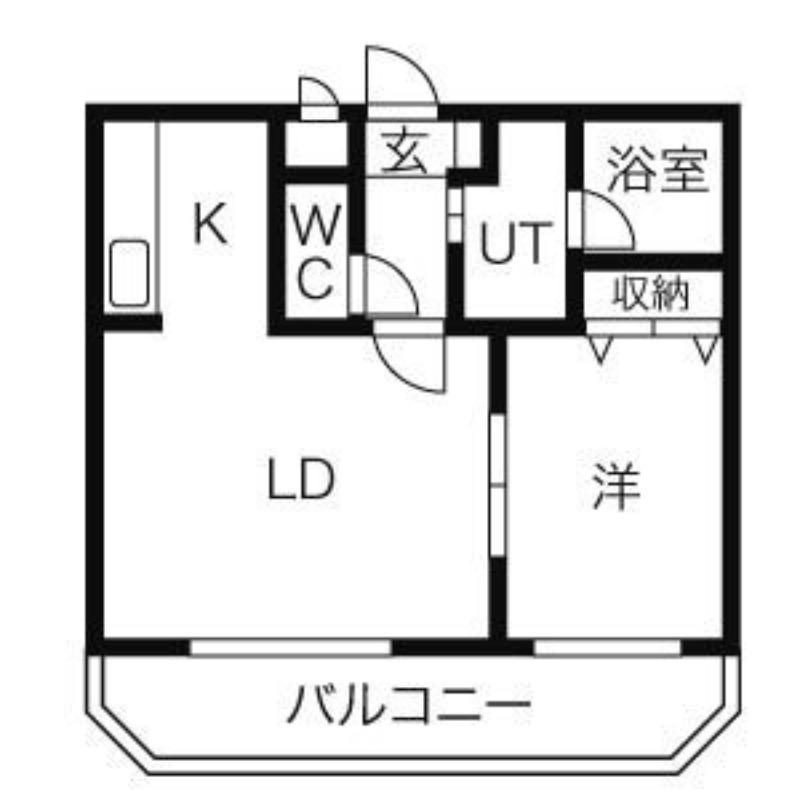 ビッコロ上町(1LDK/1階)の間取り写真