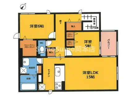 ブルーノ芦屋大桝(2LDK/3階)の間取り写真