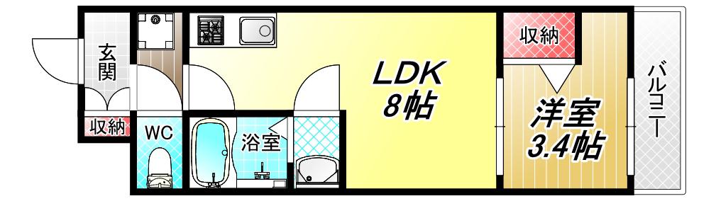 MV.MS大阪新加美(1LDK/10階)の間取り写真