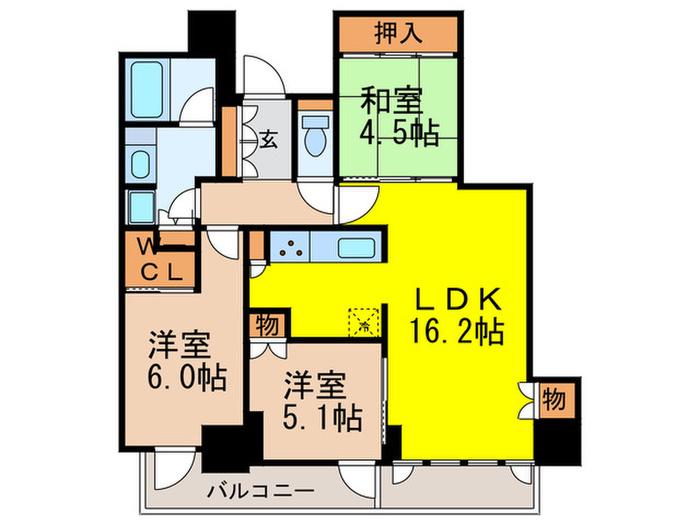 シエリアタワー千里中央(3LDK/40階)の間取り写真