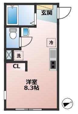 ステラ桜上水(ワンルーム/2階)の間取り写真