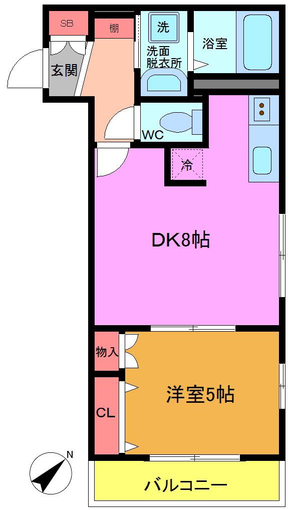 クラリス(1DK/2階)の間取り写真
