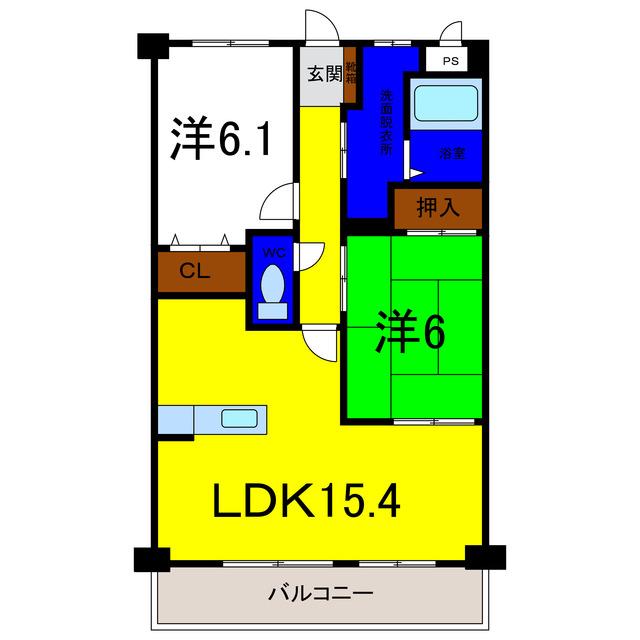 フィネス藍住(2LDK/5階)の間取り写真