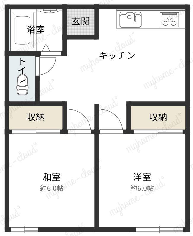 ビューパレーせしも A棟(2DK/2階)の間取り写真