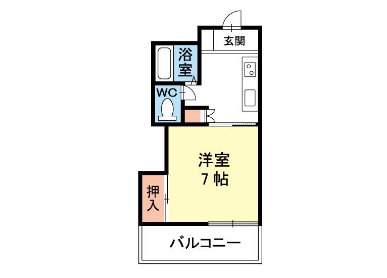 メラベルデ S棟(1K/1階)の間取り写真