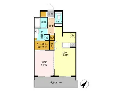 ウェスタ(1LDK/7階)の間取り写真