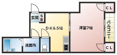 下坂部ベース02(1DK/5階)の間取り写真