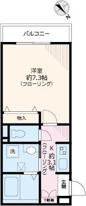モン・ピエール(1K/1階)の間取り写真
