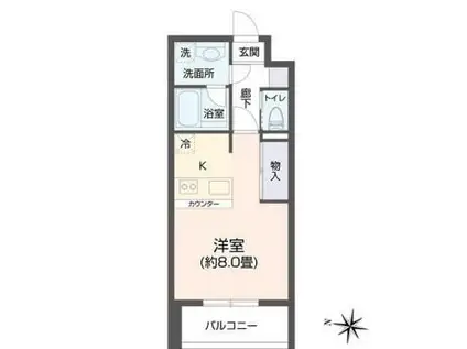 ヴィアーレ新寺(ワンルーム/4階)の間取り写真