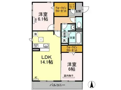 SALT VALLEY COURTII(2LDK/1階)の間取り写真