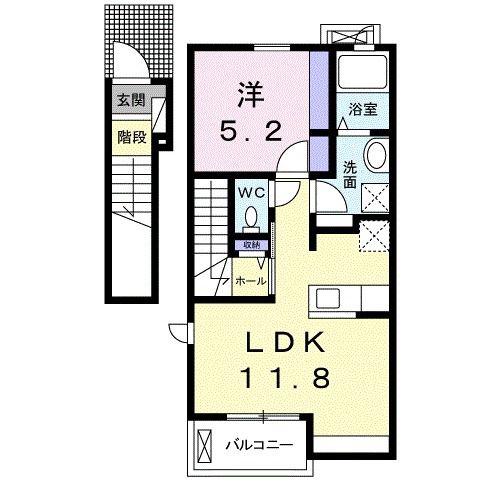 ガーデニア(1LDK/2階)の間取り写真
