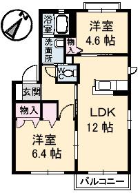 シャーメゾン南川 A棟(2LDK/2階)の間取り写真