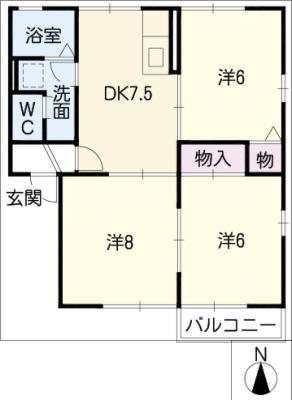 クレセントI(3DK/2階)の間取り写真