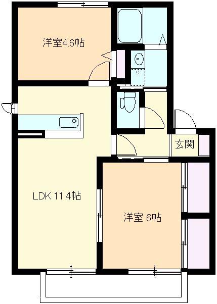 ミレニアム田中(2LDK/1階)の間取り写真