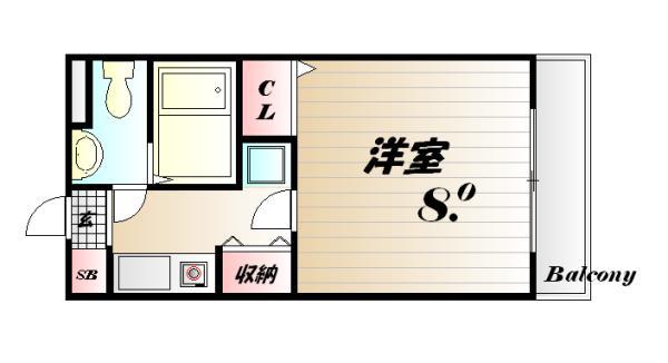 ニューバーリア学院坂(1K/4階)の間取り写真