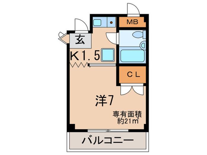 サンハイツ岡I(1K/2階)の間取り写真