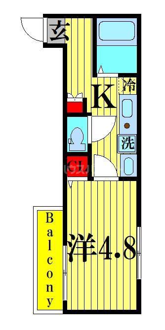 MELDIA竹ノ塚III(1K/1階)の間取り写真