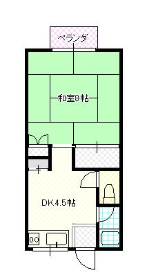 青江パークハイツA(1K/1階)の間取り写真
