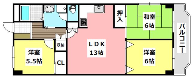 クレール(3LDK/2階)の間取り写真