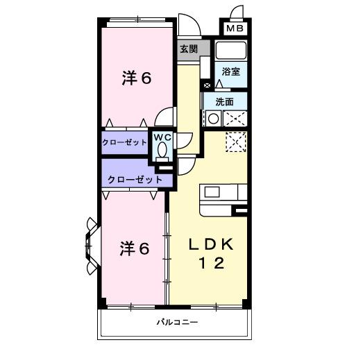 アリストクラット春日部(2LDK/2階)の間取り写真