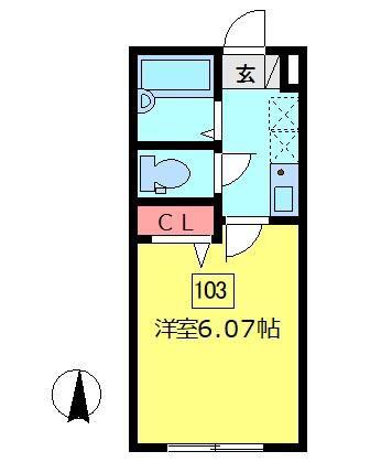ライフ・コート錦(1K/1階)の間取り写真