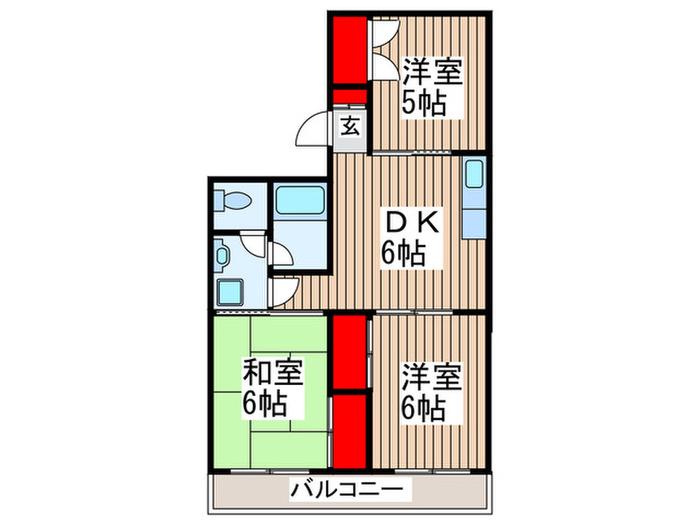 マエストーソ花田(3DK/1階)の間取り写真