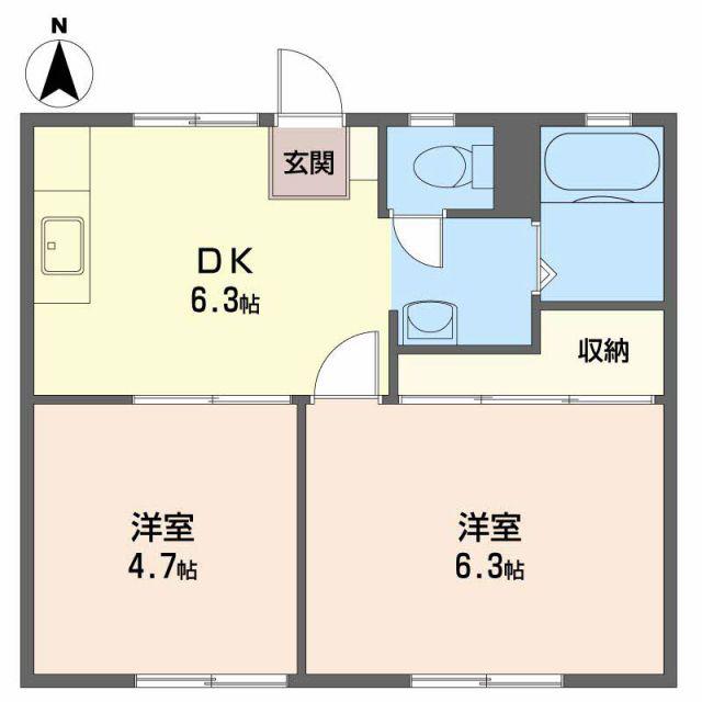 パナハイツ大石(2DK/1階)の間取り写真