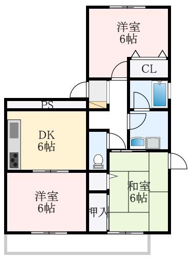 メゾンボナール(3DK/2階)の間取り写真