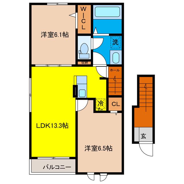 サンモール II(2LDK/2階)の間取り写真