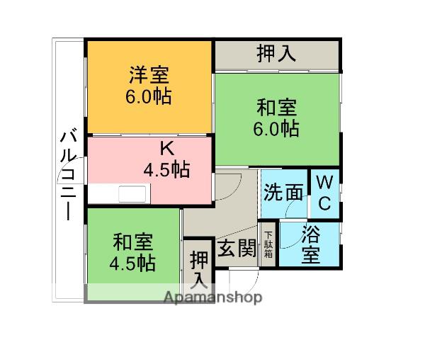 ドエルなかて(3DK/1階)の間取り写真