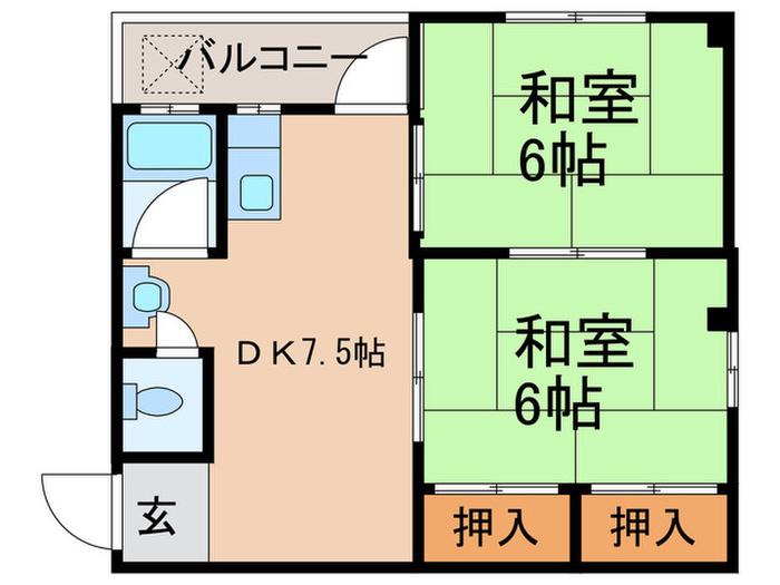 栄コーポ(2DK/2階)の間取り写真