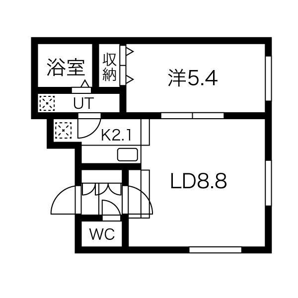 ヴェーヌ南郷(1LDK/2階)の間取り写真