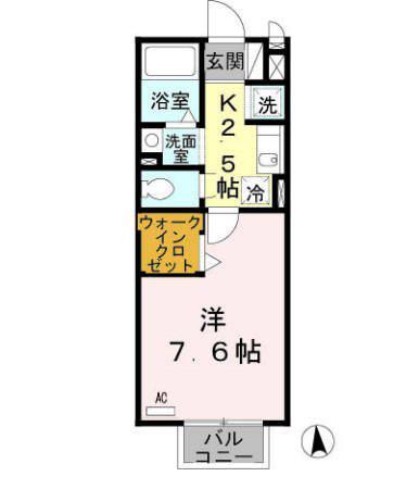 セジュール井原の里A棟(1K/2階)の間取り写真