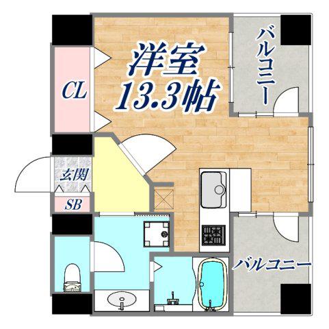 プレジール三ノ宮(1K/5階)の間取り写真