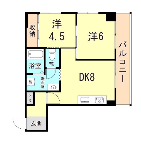 朝日プラザ湊川(2DK/10階)の間取り写真