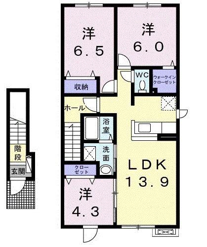 ゆめーるまとばII(3LDK/2階)の間取り写真