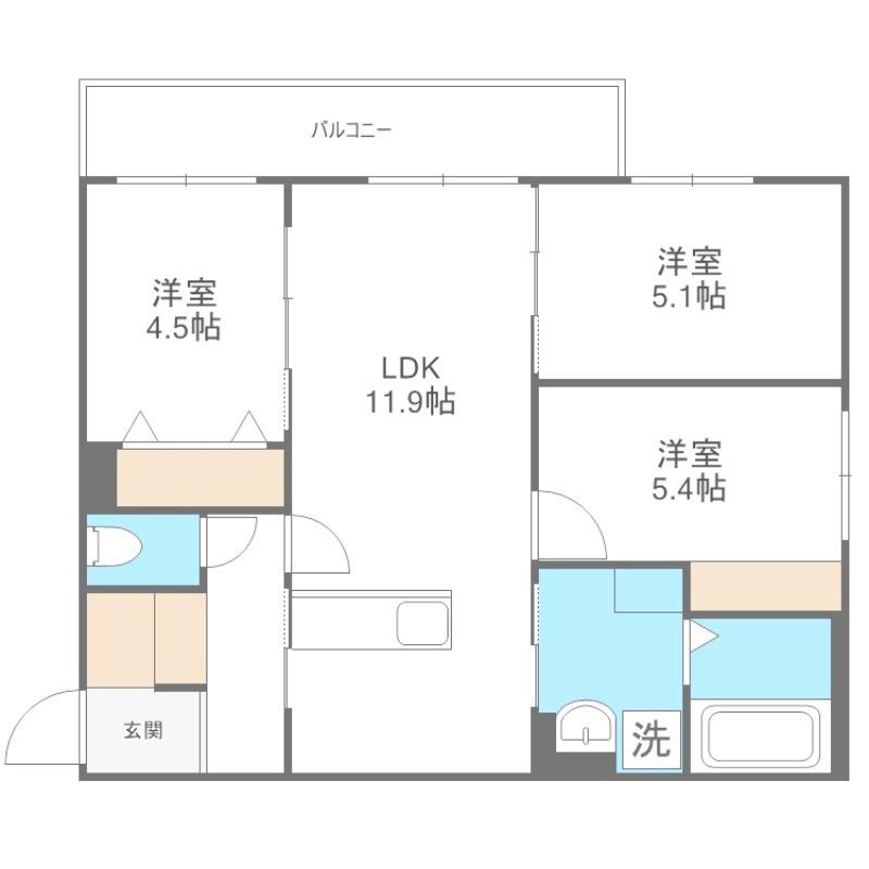 パーク農試館(3LDK/2階)の間取り写真