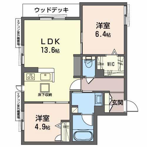 RAFFINA SAWA(2LDK/1階)の間取り写真