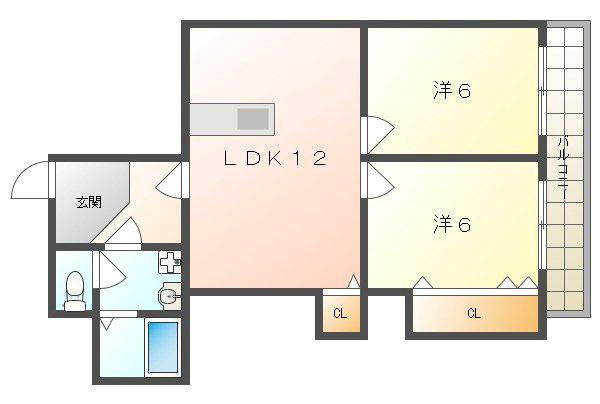 中村マンション(2LDK/3階)の間取り写真