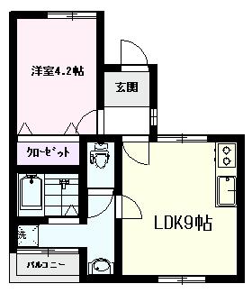 グリーンホームズIII(1LDK/2階)の間取り写真