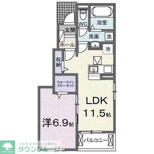 スカイ ヴィラ(1LDK/1階)の間取り写真