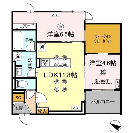 GRANDVALLEY 博多(2LDK/3階)の間取り写真