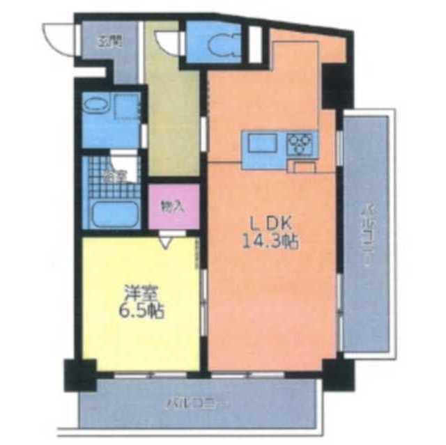 ラックス常磐町(1LDK/4階)の間取り写真