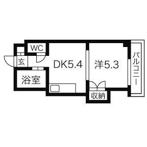プレサント北35条(1DK/7階)の間取り写真