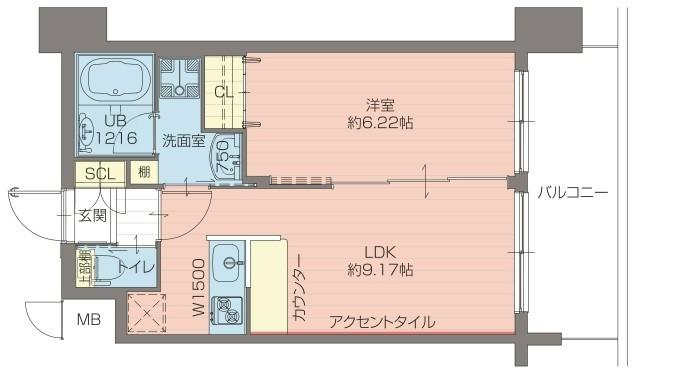 プレジオ海老江(1LDK/12階)の間取り写真